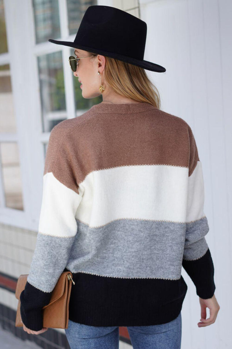 ★ codegraphy★ CGP Line Overfit Color Block V-Neck Knit Na ☆ codegraphy☆ CGP Line Overfit Color Block V-Neck Knit Na