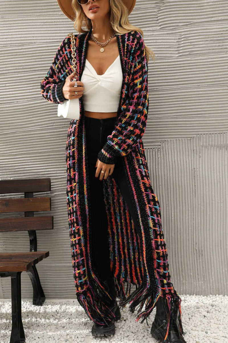 RIU Rちゃん★ Glitter fringe knit cardigan ZELINA FRINGE EMBELLISHED LONG CARDIGAN – AKIRA