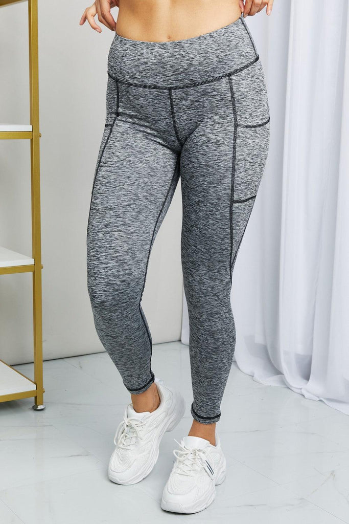 Rae Mode Full Size Heathered Wide Waistband Yoga Leggings - 1 New Age Outlet