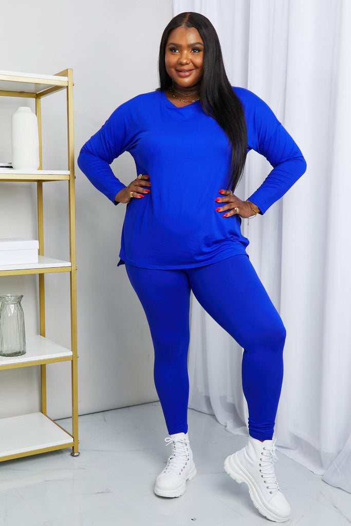 Zenana Ready to Relax Full Size Brushed Microfiber Loungewear Set in Bright Blue - 1 New Age Outlet