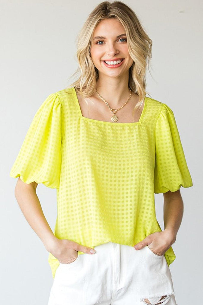 First Love Full Size Short Balloon Sleeve Blouse - 1 New Age Outlet