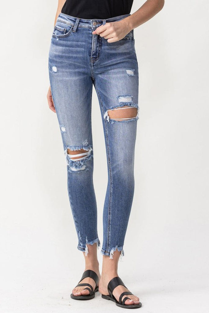 Lovervet Juliana Jeans ajustados desgastados de talle alto de tamaño completo