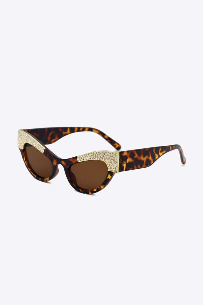 Gafas de sol ojo de gato con ribete de diamantes de imitación UV400