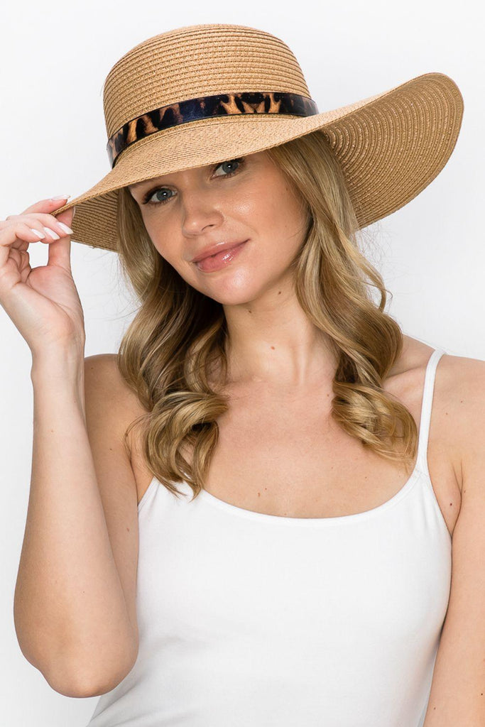 Justin Taylor Printed Belt Sunhat in Beige - 1 New Age Outlet