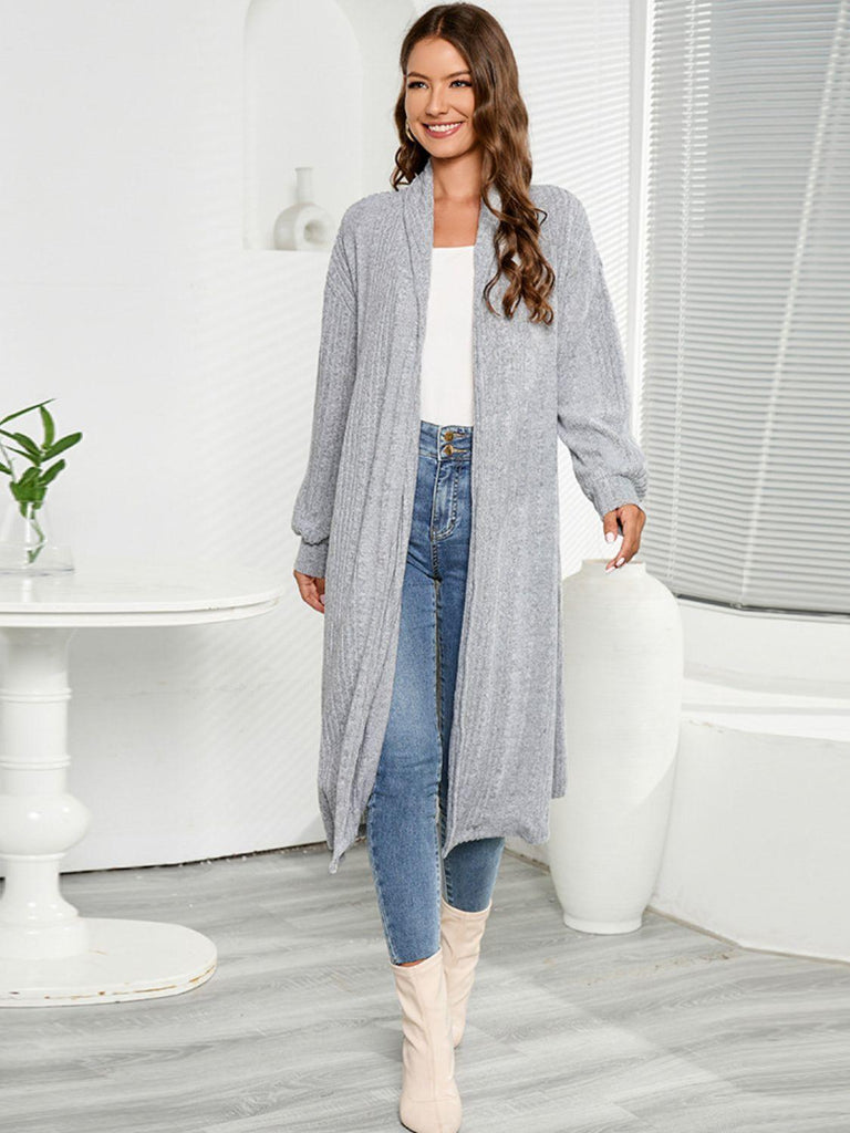 Open Front Long Sleeve Duster Cardigan - 1 New Age Outlet