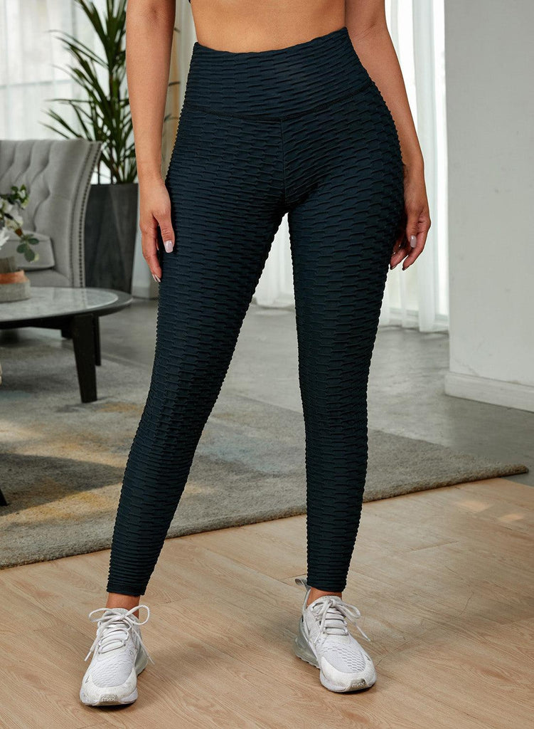Textured High Waist Active Leggings - 1 New Age Outlet