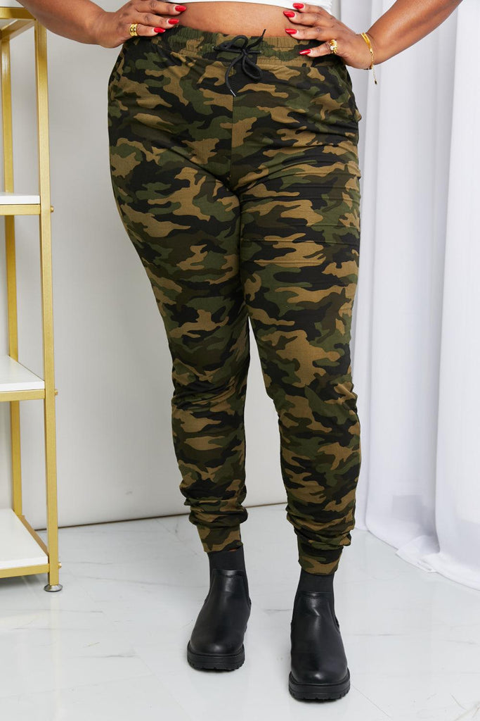 LOVEIT Full Size Camouflage Drawstring Waist Joggers - 1 New Age Outlet